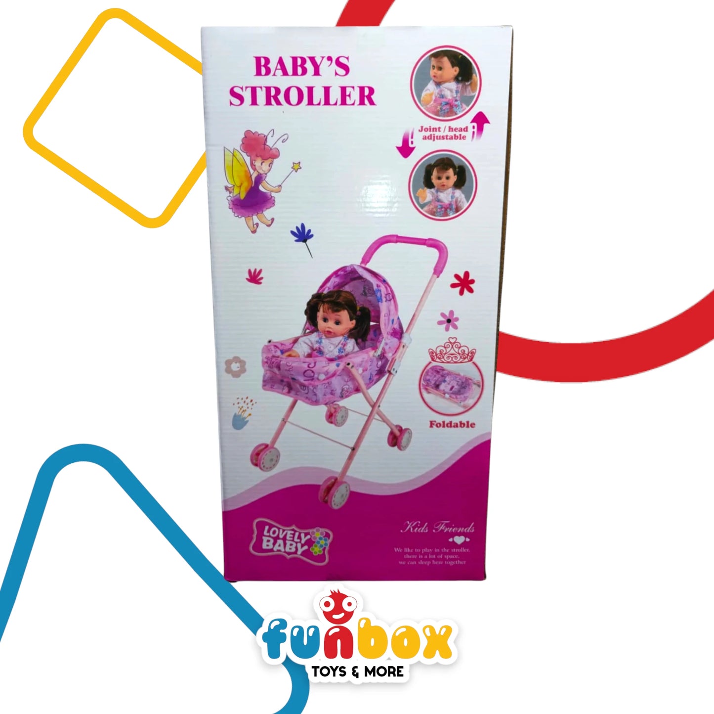 Baby Stroller – Foldable Doll Carrier with Adjustable Headrest