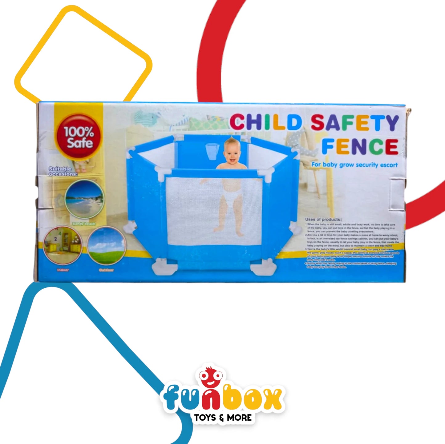 Child Safety Fence – Blue Edition for Indoor, Outdoor & Sandy Play Areas