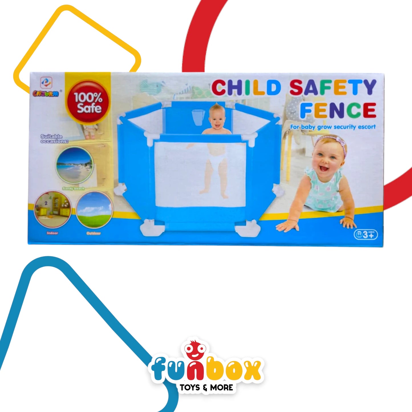 Child Safety Fence – Blue Edition for Indoor, Outdoor & Sandy Play Areas