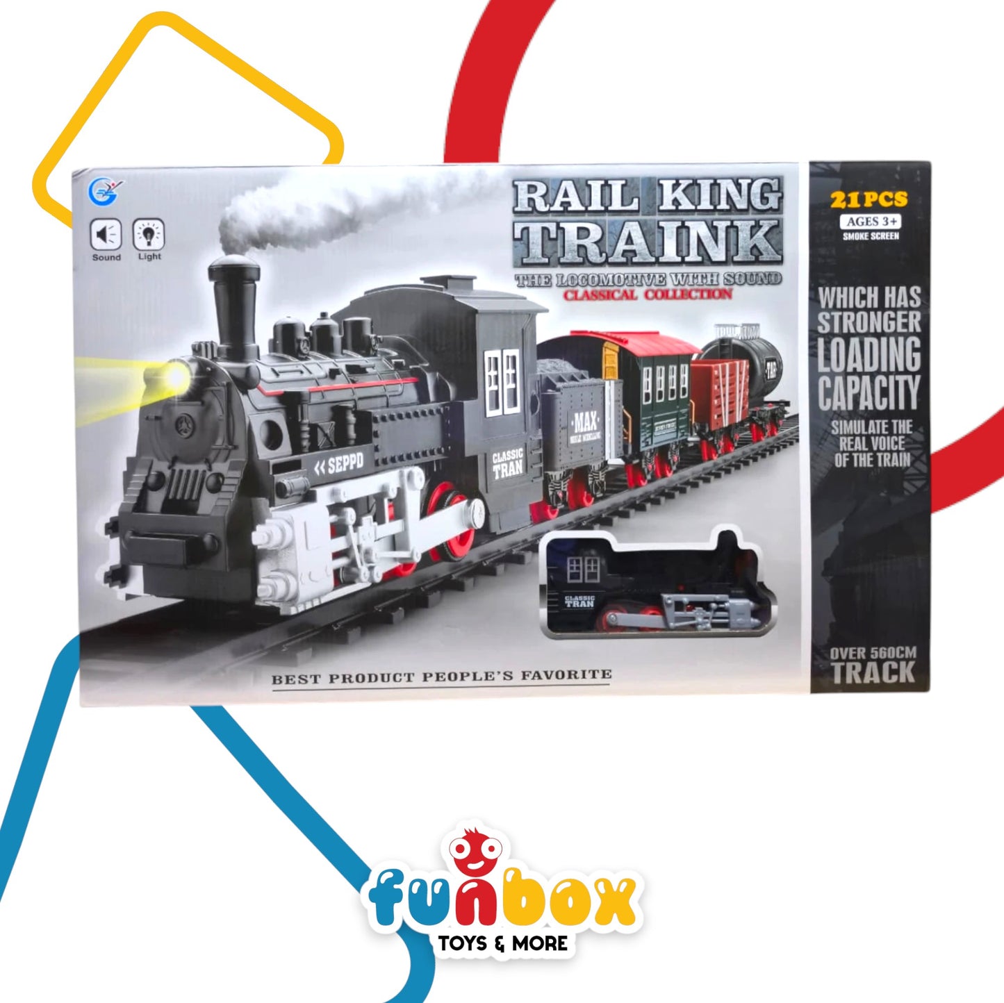 Rail King Train Set – 21-Piece Classic Locomotive with Sound & Light