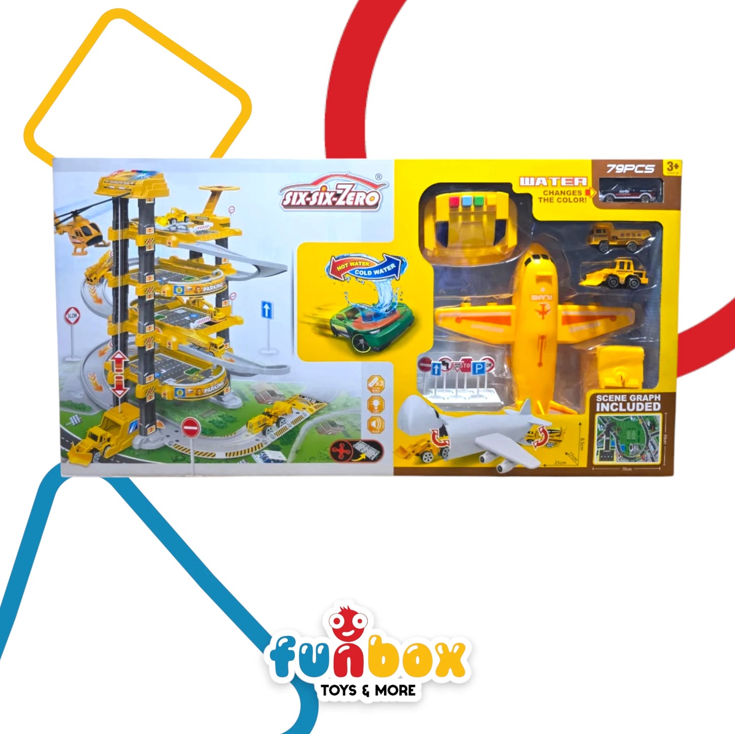 Six Six Zero Engineering Set – 79-Piece Construction Play Kit with Vehicles & Water Features