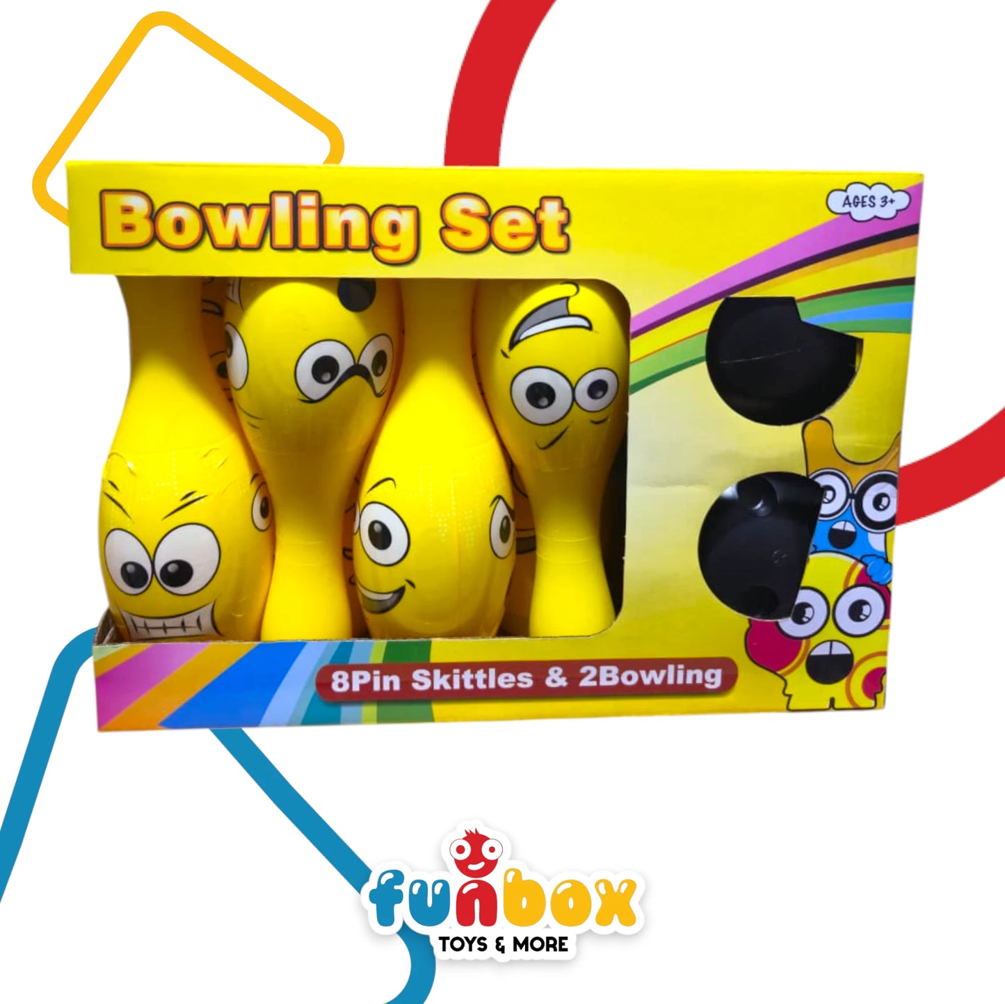 Bowling Set – 8 Spin Skittles & 2 Balls for Indoor & Outdoor Fun