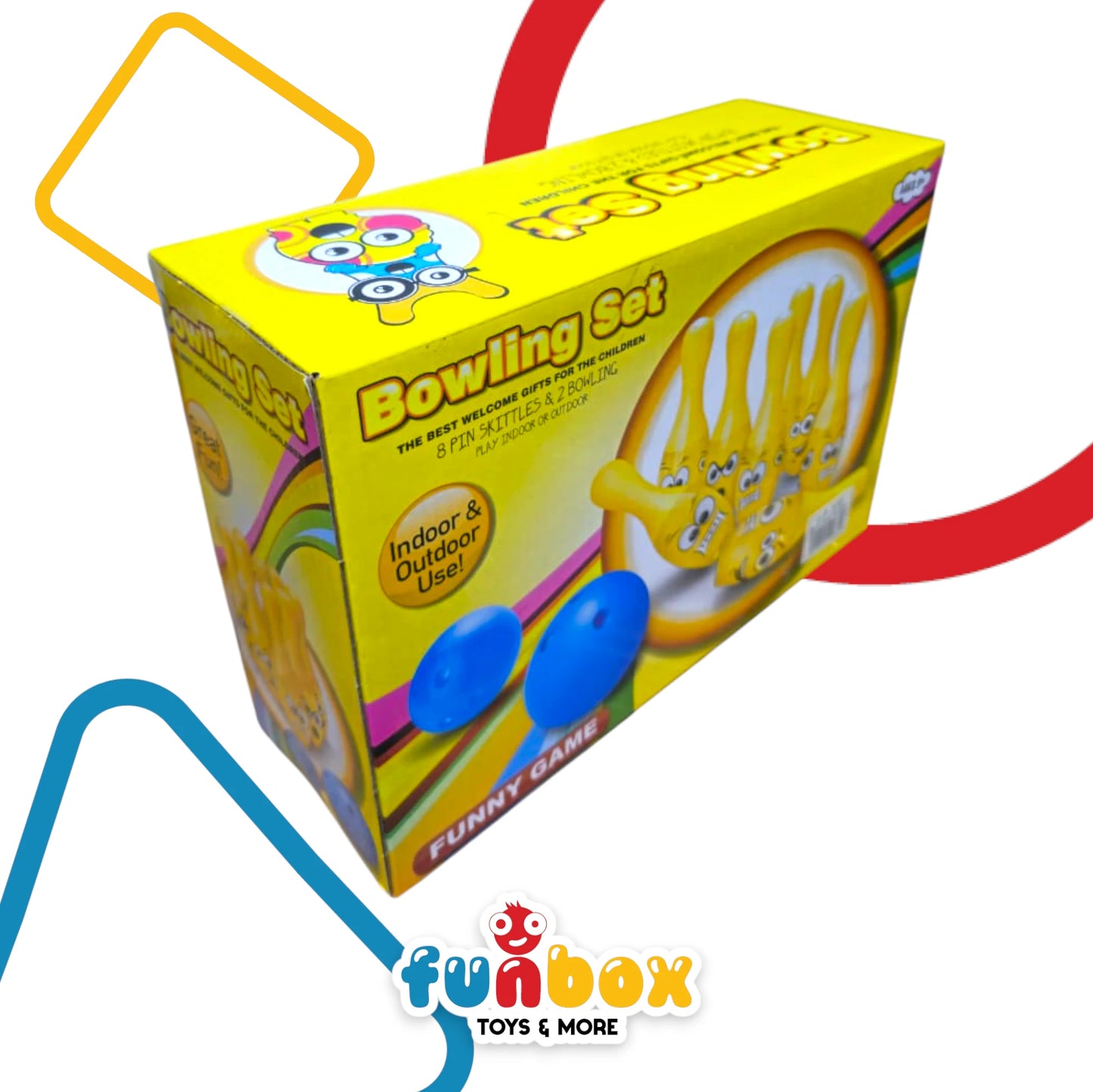 Bowling Set – 8 Spin Skittles & 2 Balls for Indoor & Outdoor Fun