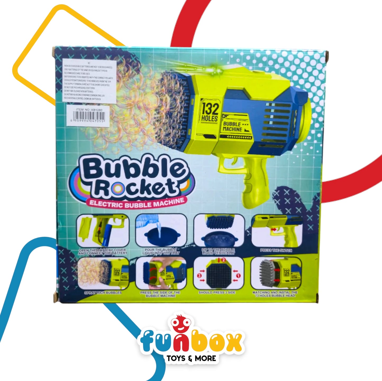 Bubble Rocket Gun – Dual Nozzle Electric Bubble Machine with 132 & 73 Holes
