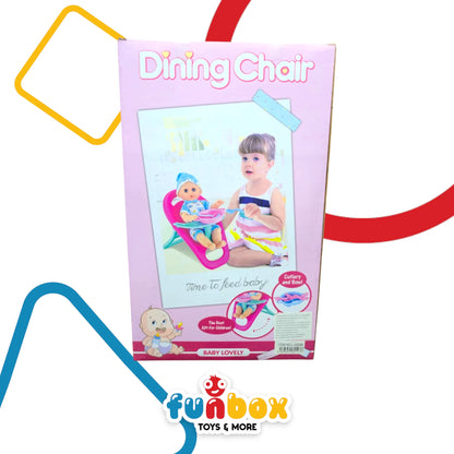 Dining Chair Baby Doll – Feeding Playset with Cutlery & Bowl