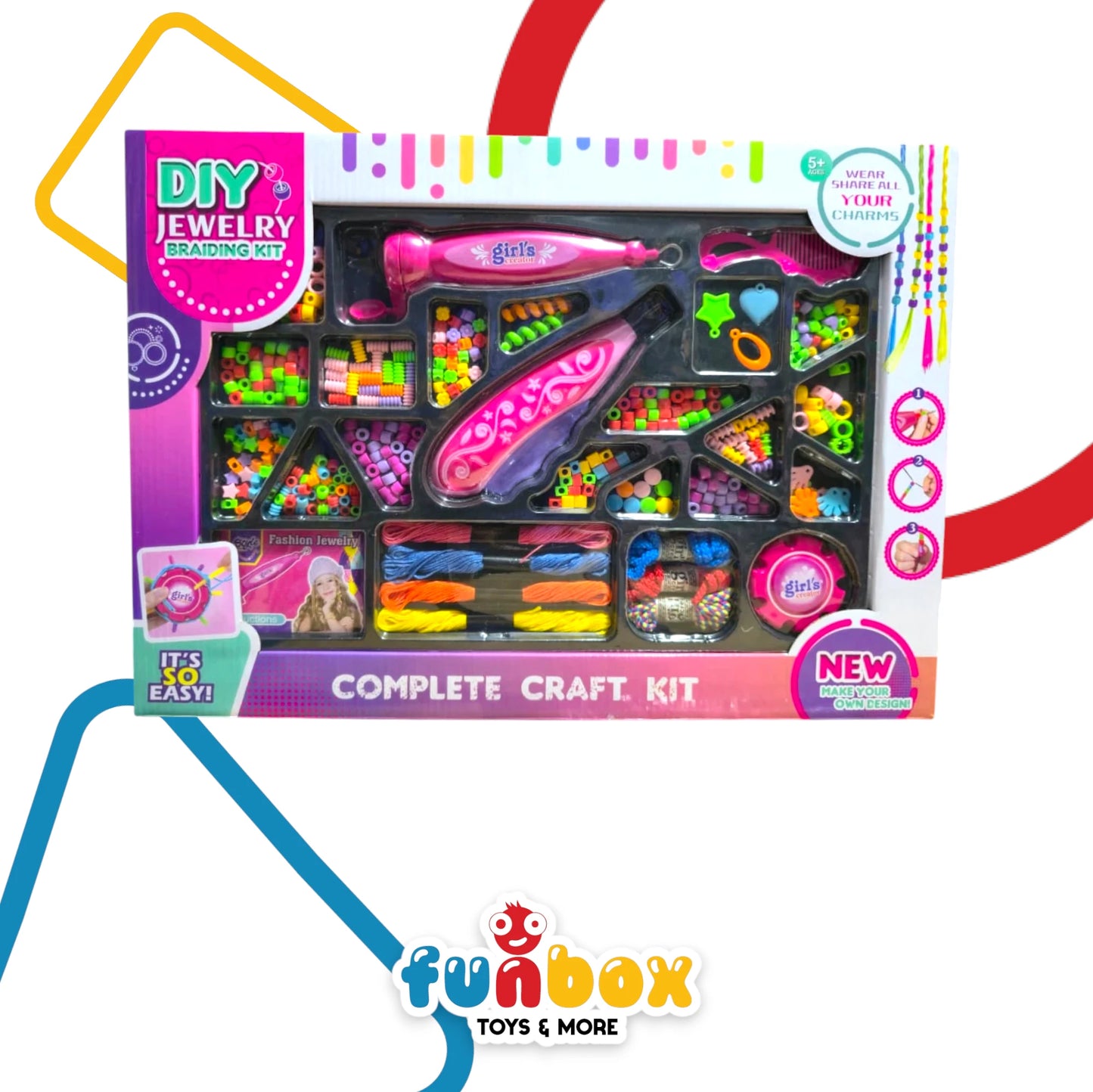 Complete Craft Kit – Braiding & DIY Jewelry Set with Magic Hair Braider