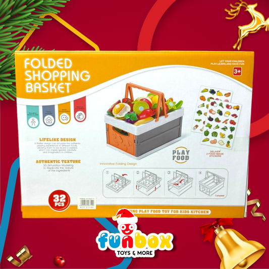 Foldable Shopping Basket – 32-Piece Fruit Play Set!
