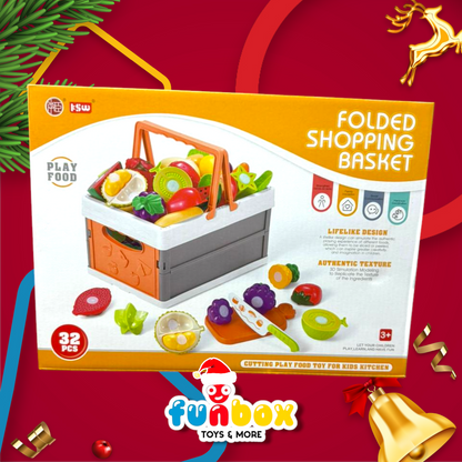 Foldable Shopping Basket – 32-Piece Fruit Play Set!