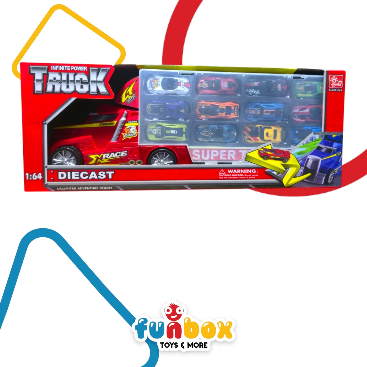 Diecast Infinite Power Truck – 1:64 Scale Collectible Transporter with Mini Cars