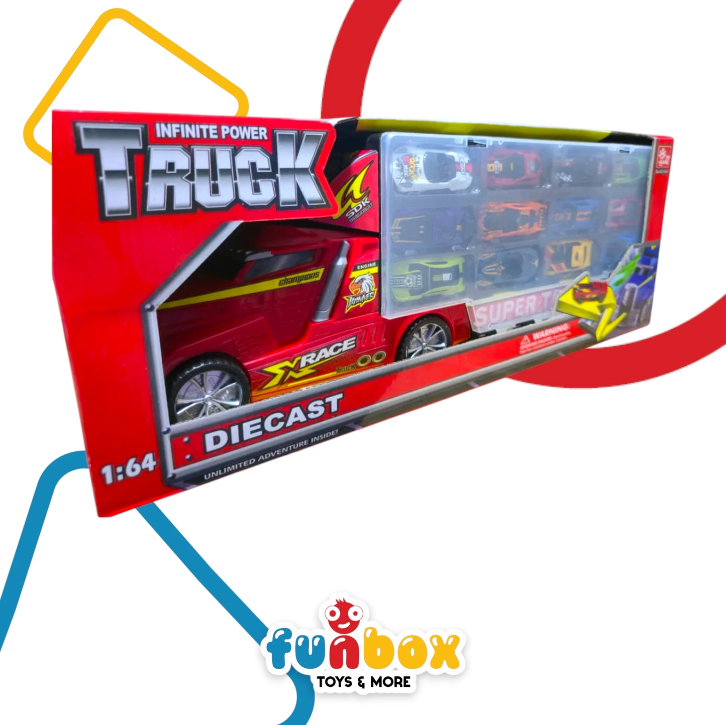 Diecast Infinite Power Truck – 1:64 Scale Collectible Transporter with Mini Cars