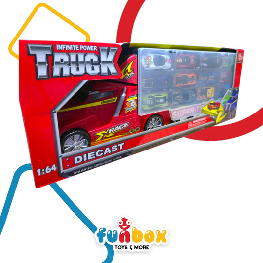 Diecast Infinite Power Truck – 1:64 Scale Collectible Transporter with Mini Cars