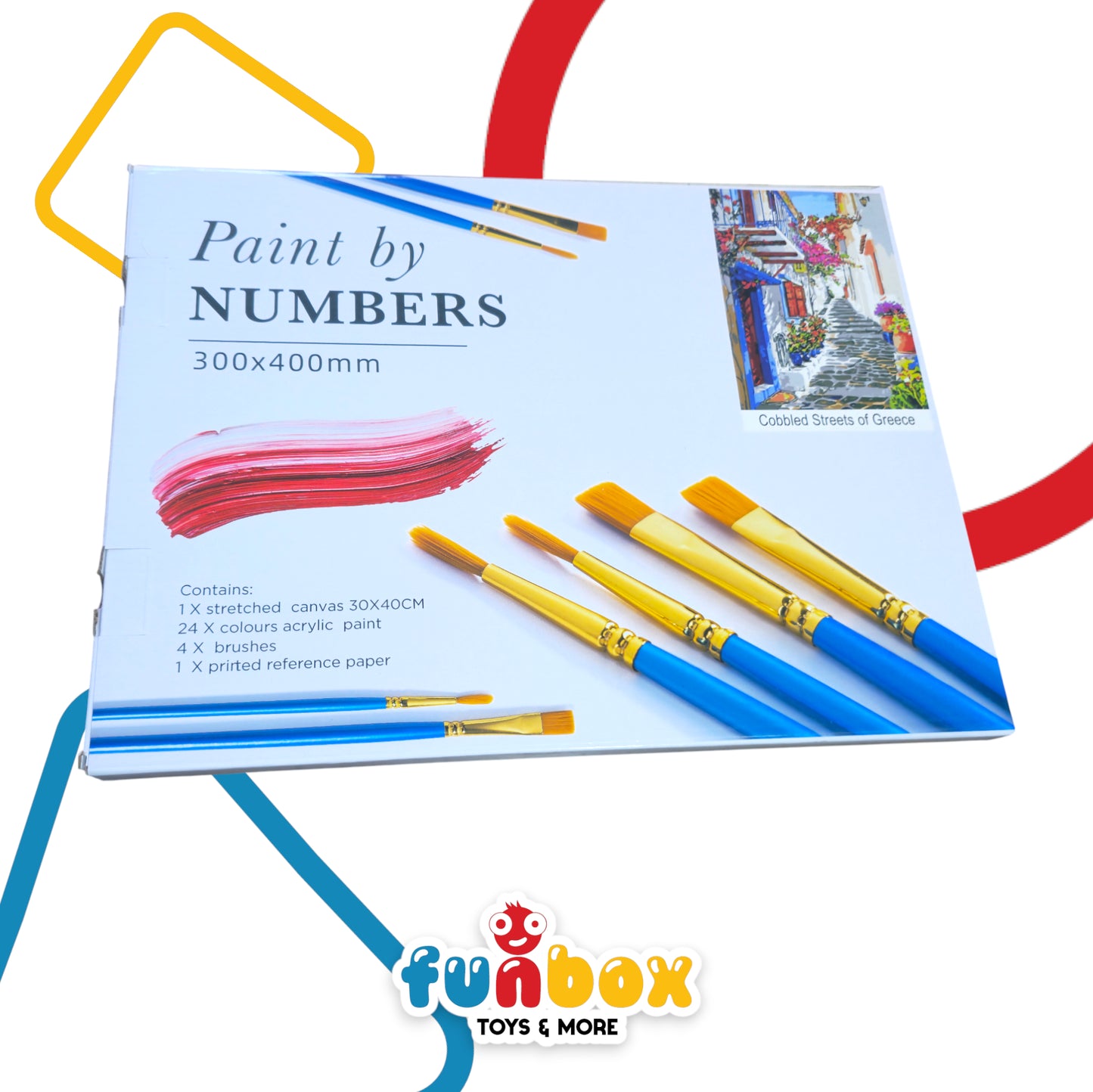 Paint by Numbers – Cobbled Streets of Greece – Complete Acrylic Painting Kit for Kids & Adults