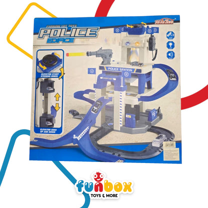 Parking Lot Police Toys – Interactive Elevator & Steering Wheel Playset