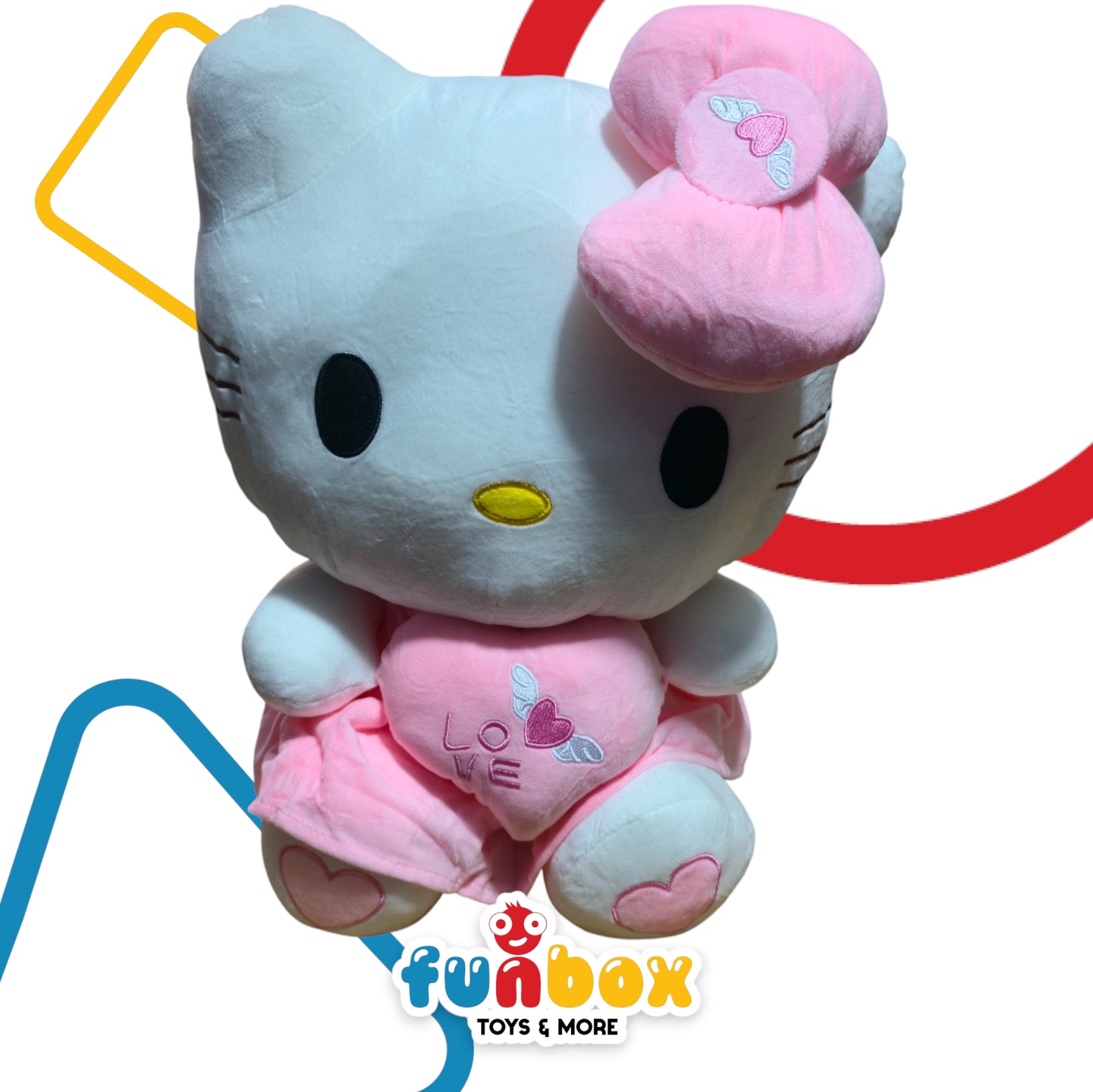 Large Hello Kitty Plush Toy – Soft Plush with Heart-Shaped Pillow for Kids