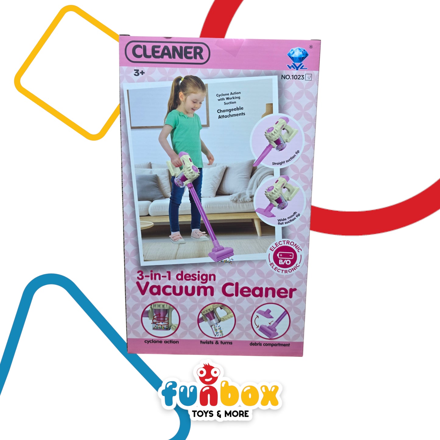 Vacuum Cleaner 3-in-1 Play Set – Electronic Cyclone Action Toy for Kids